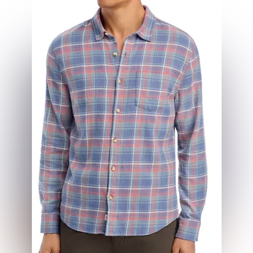 Marine Layer Button down Long Sleeve Men's Shirt blue, Salmon COTTON (M/L) (L/XL